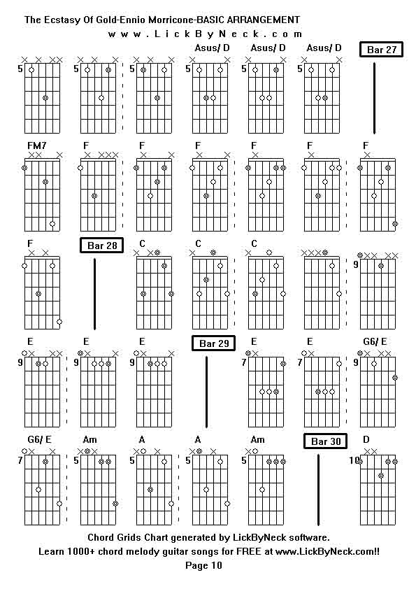 Chord Grids Chart of chord melody fingerstyle guitar song-The Ecstasy Of Gold-Ennio Morricone-BASIC ARRANGEMENT,generated by LickByNeck software.